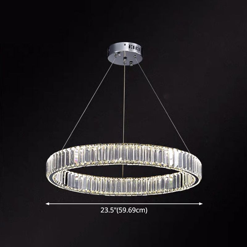 Ring à anneau ultra-moderne LED Chandelier LAMPE CRISTAL SUSPENSION PENDANT POUR LE SOIR