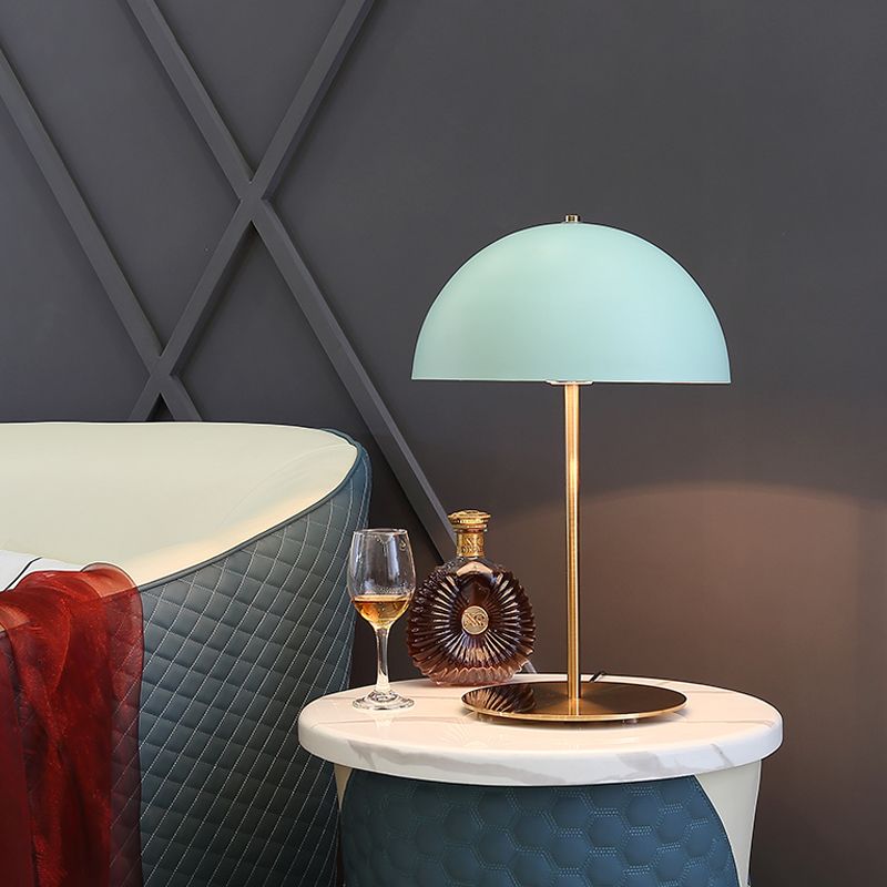 Dome Night Table Lamp Modern Metal 1 Bulb Green Nightstand Lighting for Bedroom