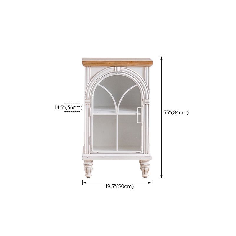 Traditional Pine Display Stand Glass Doors Storage Cabinet with Doors for Bedroom