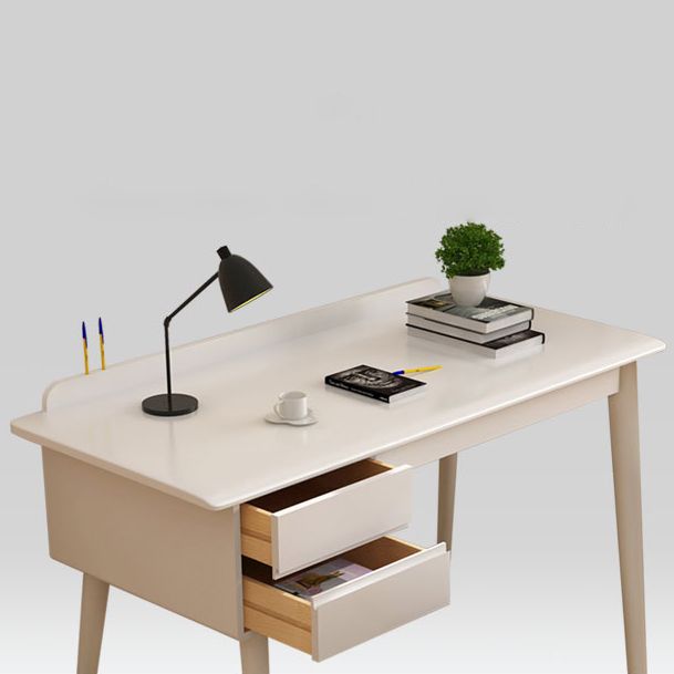 Modern Solid Wood Office Desk Rectangle Task Desk with 2-Drawers for Home