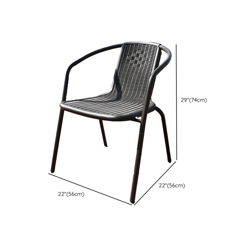 Modern Patio Dining Side Chair Teak Outdoor Bistro Chairs with Arm