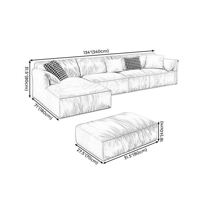 Pillow Top Arm Sectionals 31.5"High Tight Back Sofa with Chaise,White