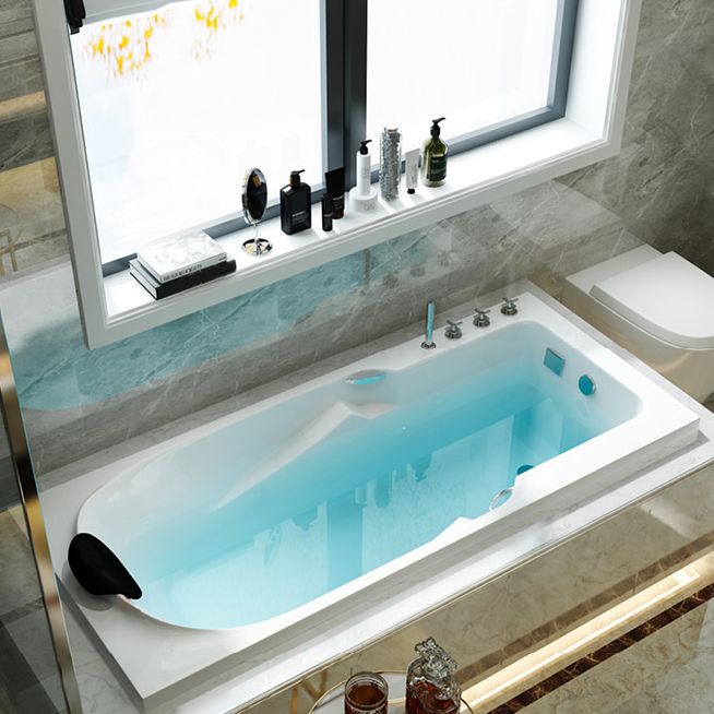 Modern Acrylic Rectangular Bathtub White Drop-in Soaking Bath