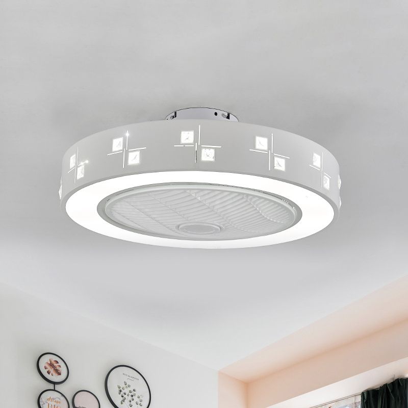 Éclairage de ventilateur linéaire / carré moderniste LED Metal Semi Flush Mount Lightture en blanc pour le salon, 21,5 "de large