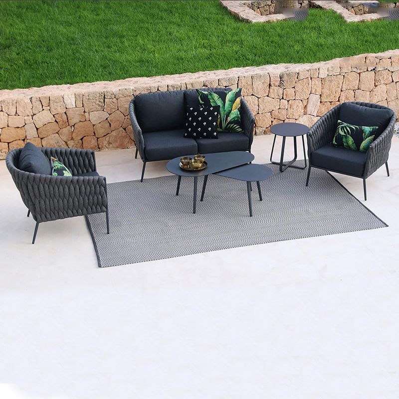 Contemporary Black Outdoor Loveseat Water Resistant Outdoor Loveseat