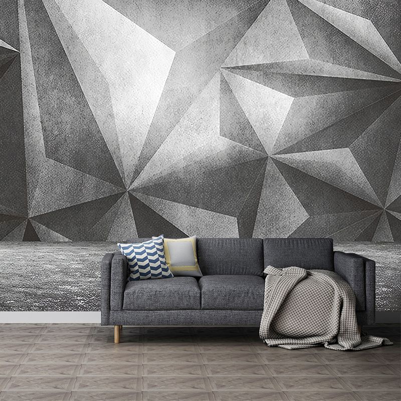 Full Wall Murals for Gallery 3D Irregular Geometries Wall Covering in Industrial Like Color, Stain-Resistant