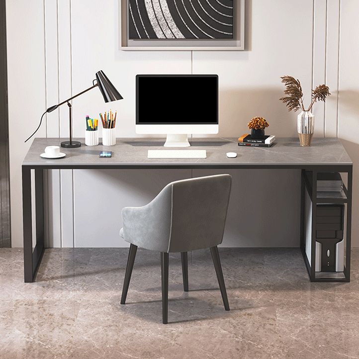 Contemporary Rectangular Computer Desk Stone Office Desk with Legs