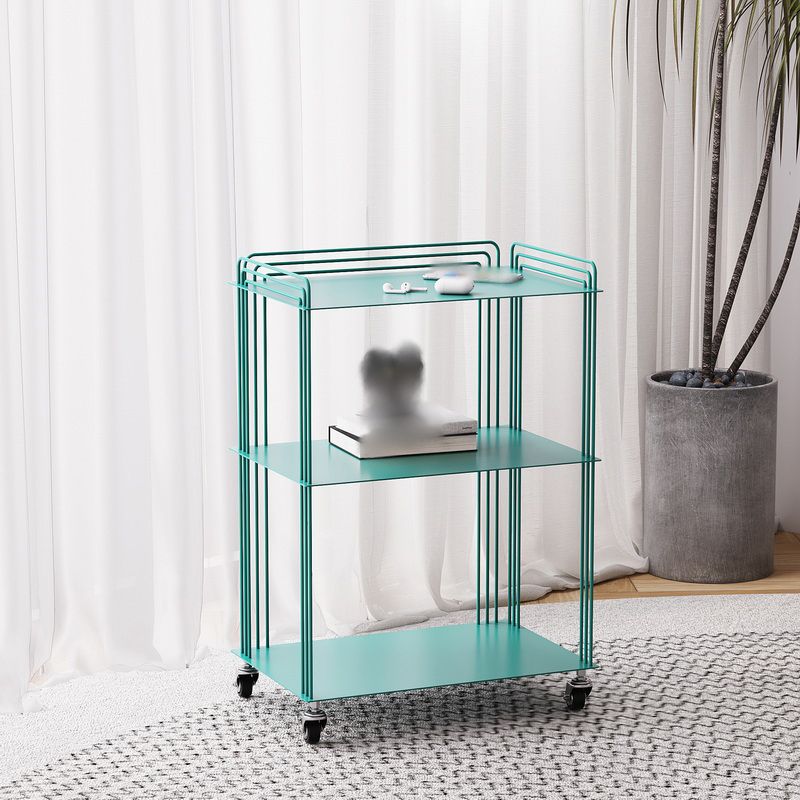 Modern 26" H Nightstand Metal Open Storage Shelves Included Bed Nightstand with Pully