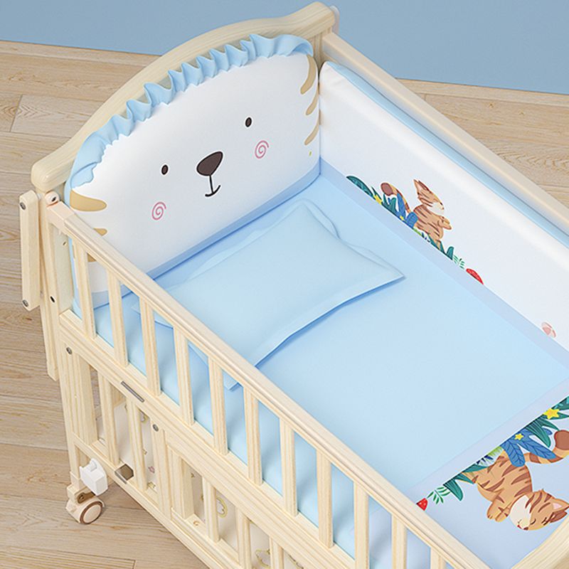 Contemporary 3-in-1 Solid Wood Convertible Baby Bed with Wheels