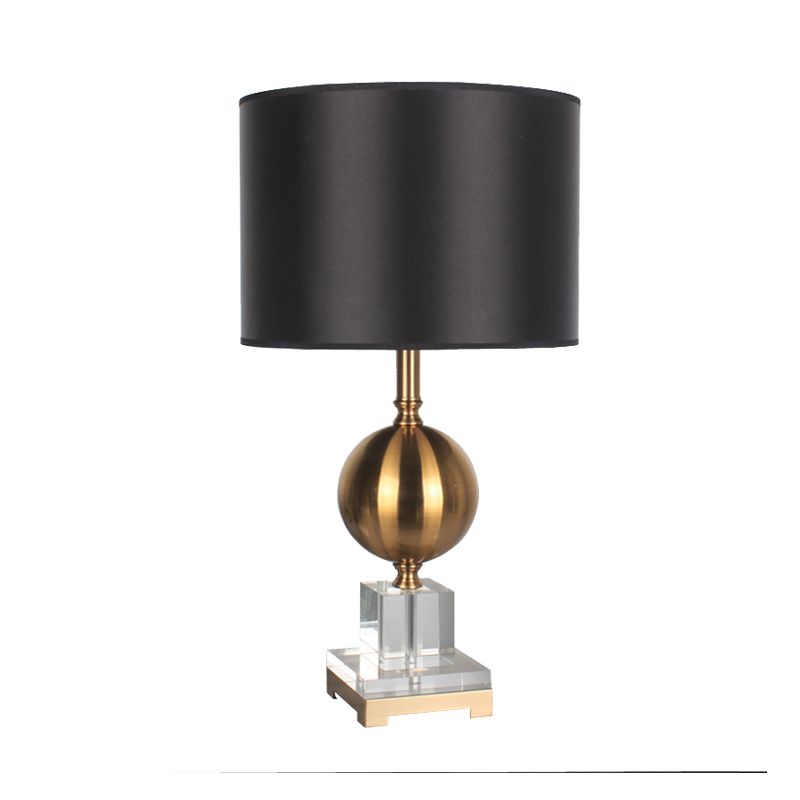 1 Head Cylinder Table Light Modernism Fabric Reading Lamp in Gold for Dining Room