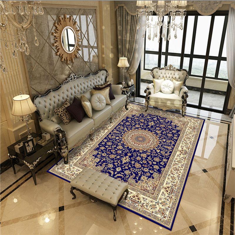 Antique Multicolor Glam Rug Polyester Floral Printed Carpet Pet Friendly Stain Resistant Anti-Slip Rug for Home