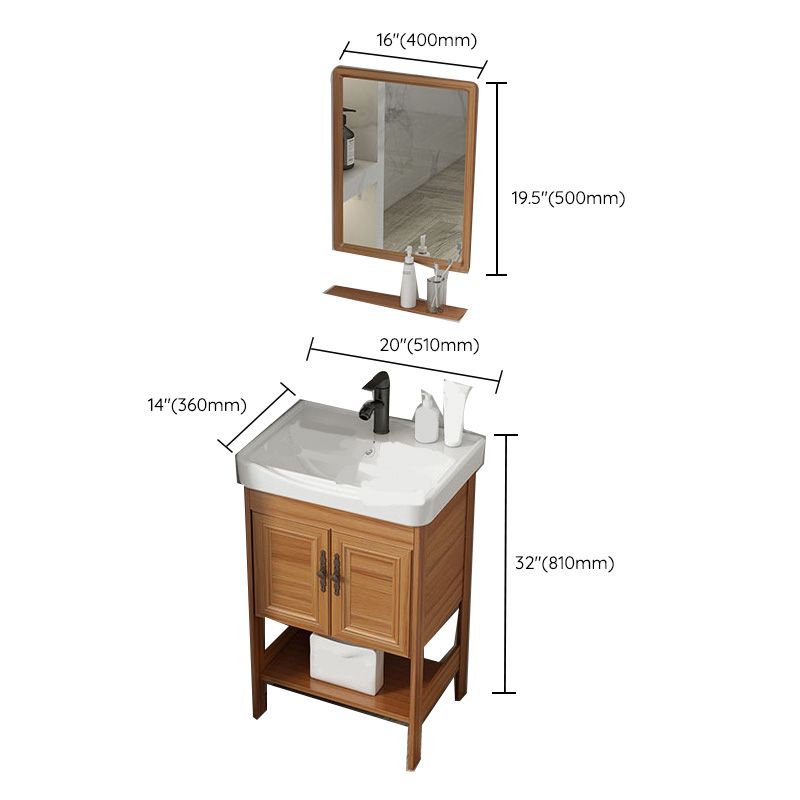 Contemporary Vanity Sink Wooden Mirror Cabinet Bathroom Space Saver Vanity