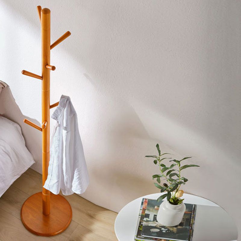 Solid Wood Entry Hall Tree Free Standing Coat Hanger for Hallway