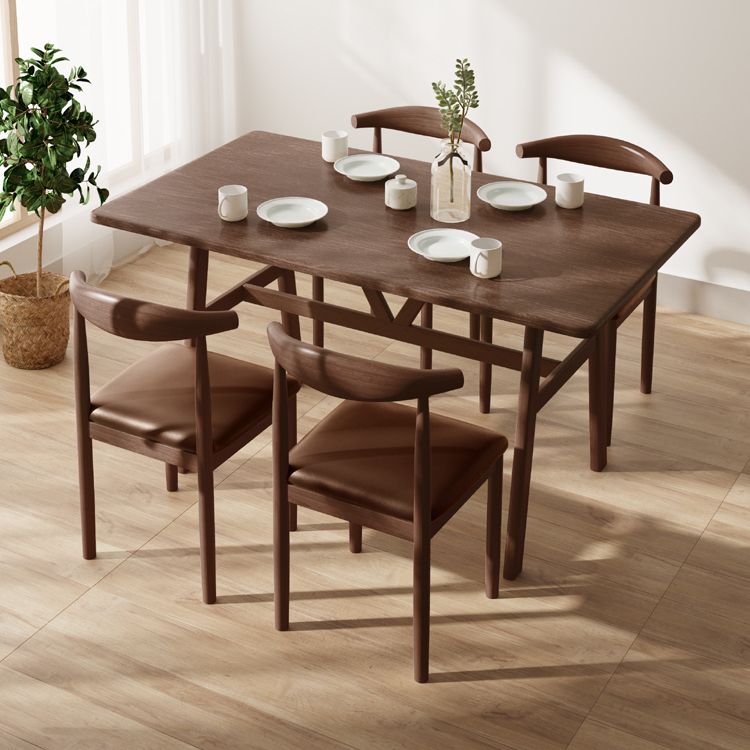 Modern Solid Wood Standard Dining Set Rectangle Shape Kitchen Dining Set with 4 Legs Table