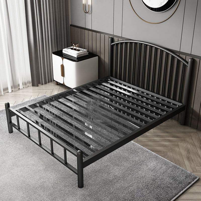 Arched Spindle Headboard Standard Bed with Metal Legs in Stainless Steel