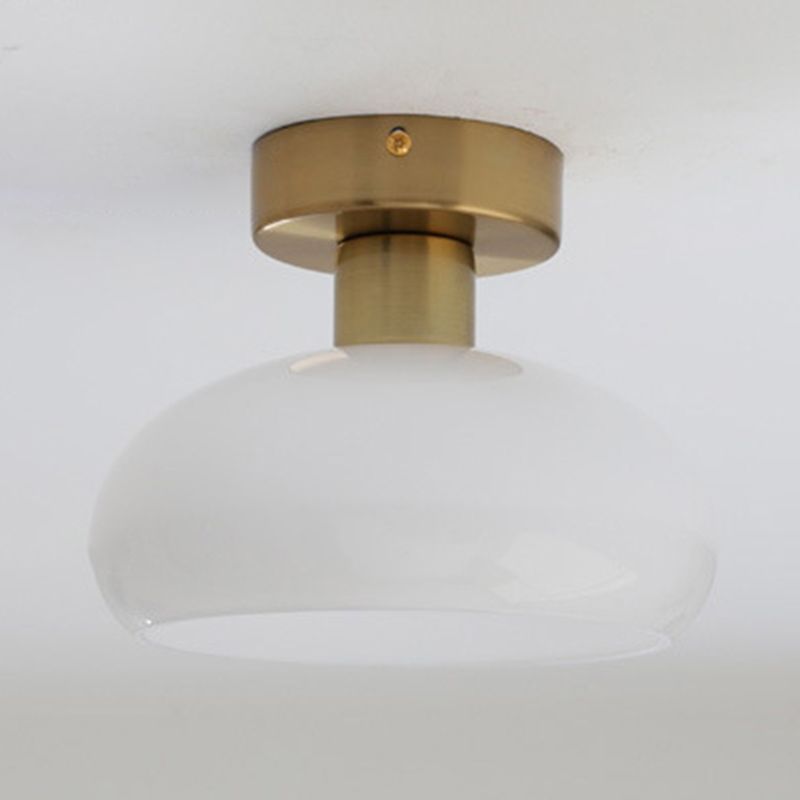 Modern Glass Shaded Ceiling Light Golden Metal Flush Mount Lighting for Room