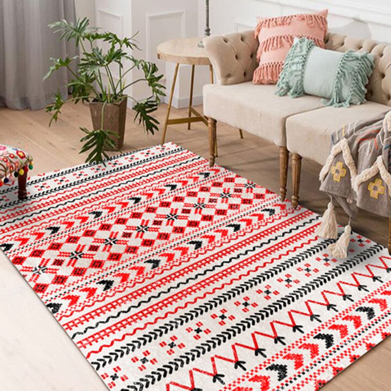 Multicolor Vintage Area Rug Polyester Tribal Print Rug Non-Slip Backing Indoor Rug for Living Room