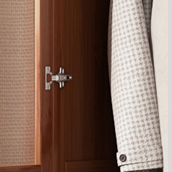 Brown Bamboo Wardrobe Armoire Modern Soft Close Doors Wardrobe