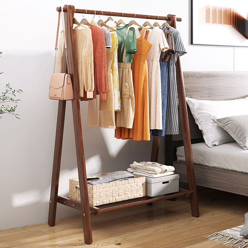 Wood Entryway Hall Tree Storage Shelves Hall Stand with Hanging Rail Coat Rack