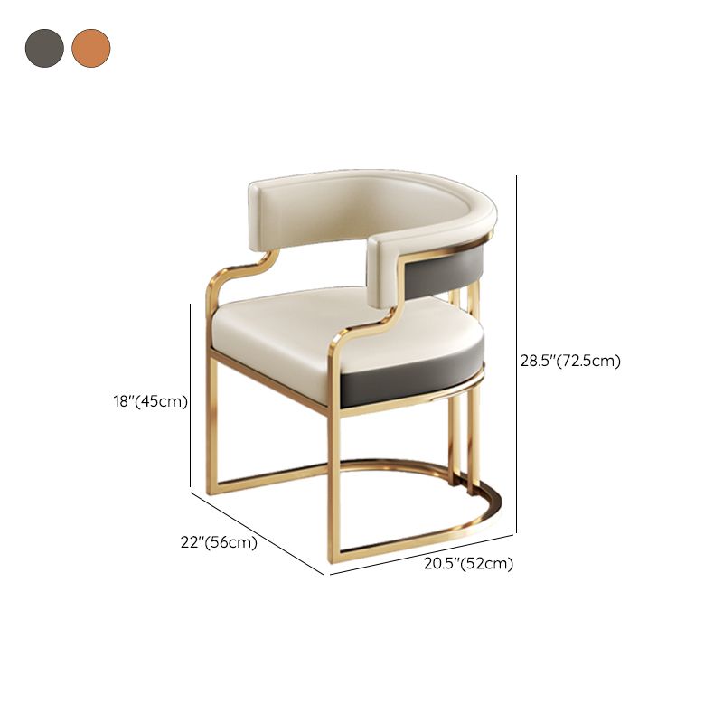 Glam Indoor Upholstered Gold Legs Open Back Dining Arm Chair