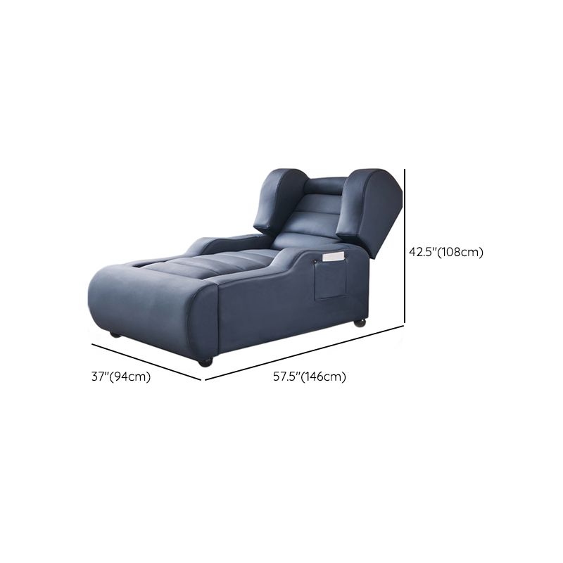 Contemporary Home Theater Recliner Leather Blue Indoor No Motion Metal