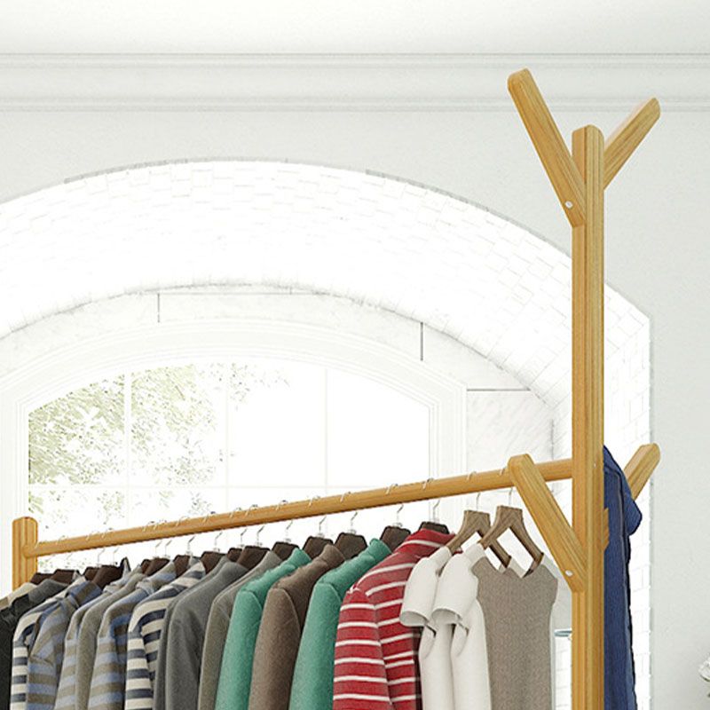 Classic Wood Clothes Hanger Free Standing Coat Rack with Castors