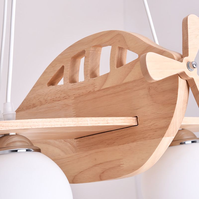 Airplane Wooden Chandelier Pendant Light Nordic Beige Pendant Chandelier for Kids Bedroom