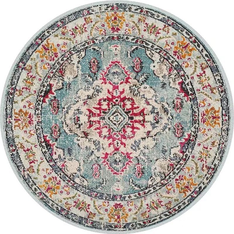 Multi-Colored Vintage Rug Polyster Floral Printed Area Rug Easy Care Pet Friendly Washable Carpet for Decoration