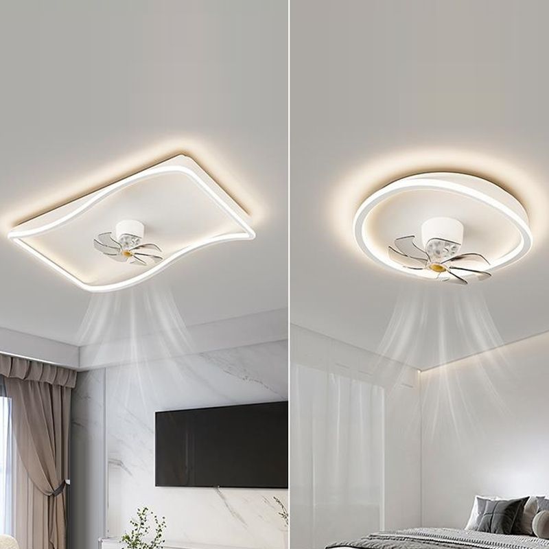 Nordic Style Ceiling Fan Lamp LED Geometry Shape Ceiling Fan Light for Living Room