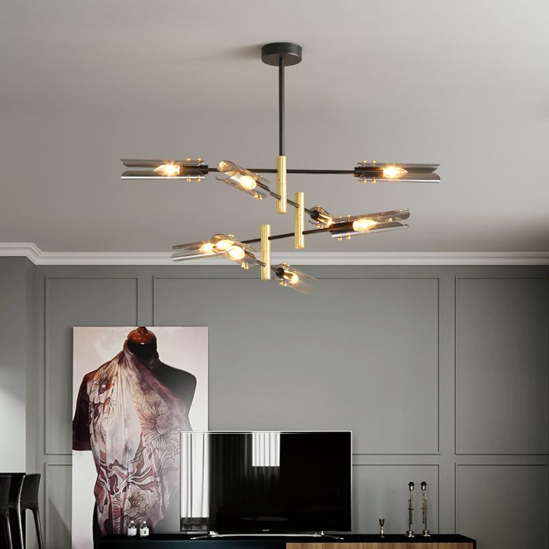 Black Glass Chandelier Lights Nordic Modern Ceiling Light Fixture for Living Room