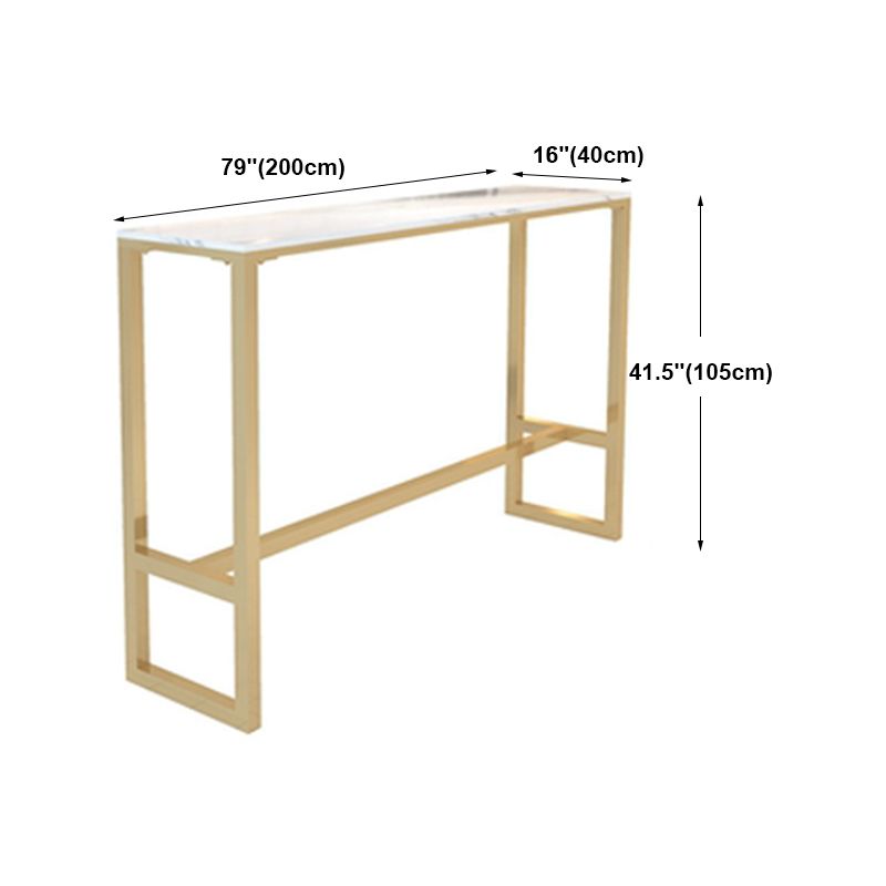 Marble Bistro Bar Table with Rectangle Table Top Trestle Table - 41.3" H