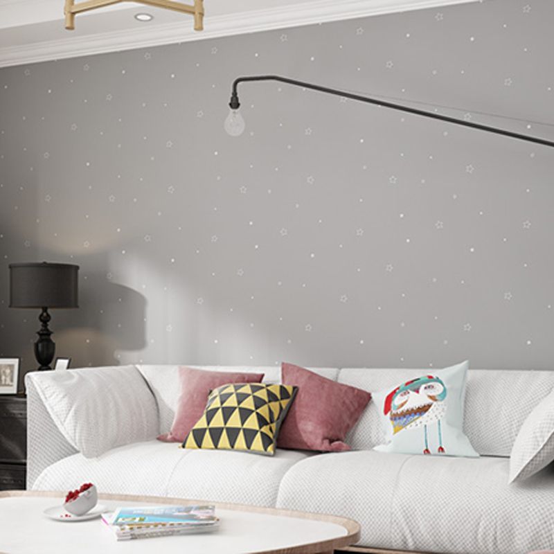 Plain Color Simple Star 33'L x 20.5"W Self-Adhesive Decorative Wallpaper for Children