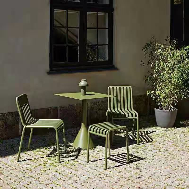 Modern Round/Square Patio Table Green Iron Frame Patio Table