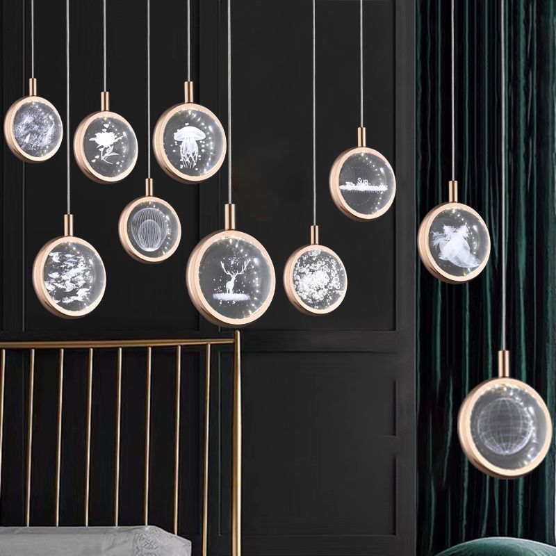 Modern Style Creative Hanging Light Crystal Shade Pendant Lighting Fixture