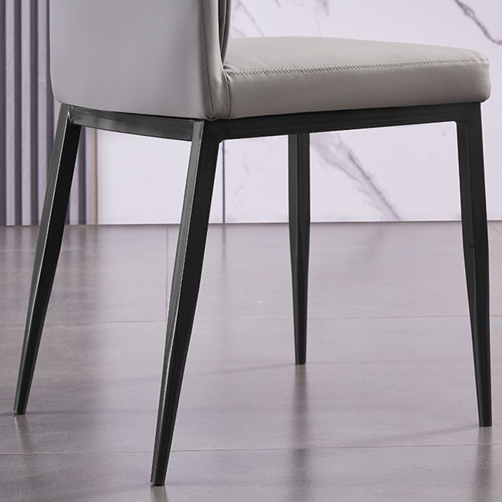 Modern Contemporary Leather Parsons Chair Side Dining Chairs with Metal Legs