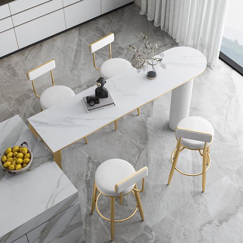 Stone Top Bar Dining Table Contemporary Bar Table with Sled Base