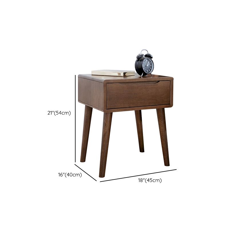 Glam Rubber Wood Accent Table Nightstand Drawers Included with Legs