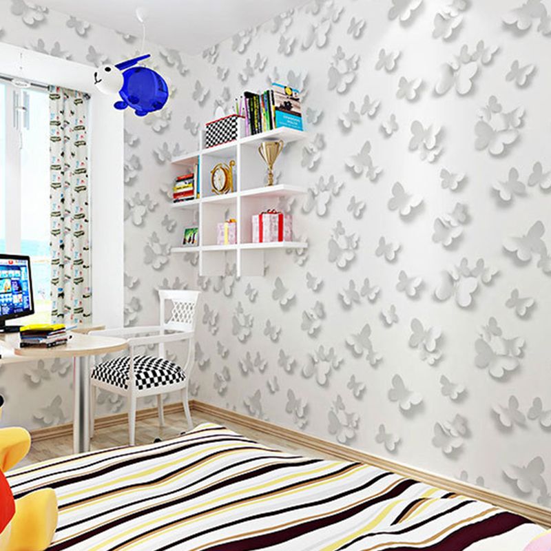 Scandinavian Minimalist Wall Decor 3D Butterfly Wallpaper for Children, 20.5 in x 33 ft