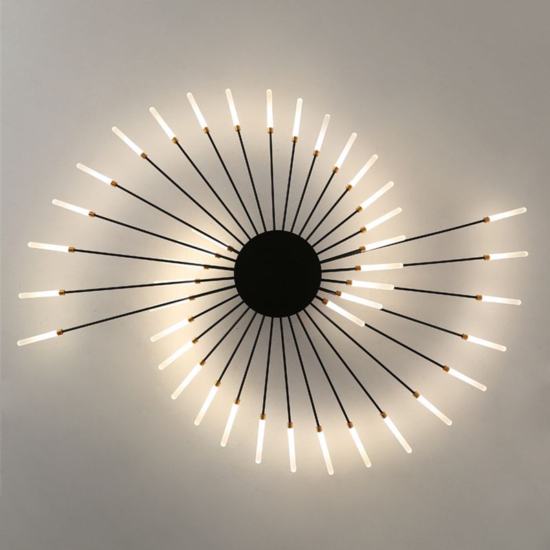 Modern Simlicity LED Ceiling Light Radial Metal Semi Flush Mount for Living Room