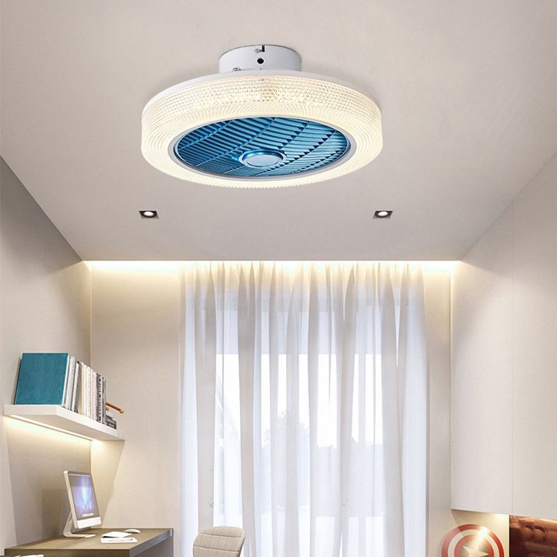 Single Polished Ceiling Fan Lamp LED Shaded Ceiling Fan Light for Living Room