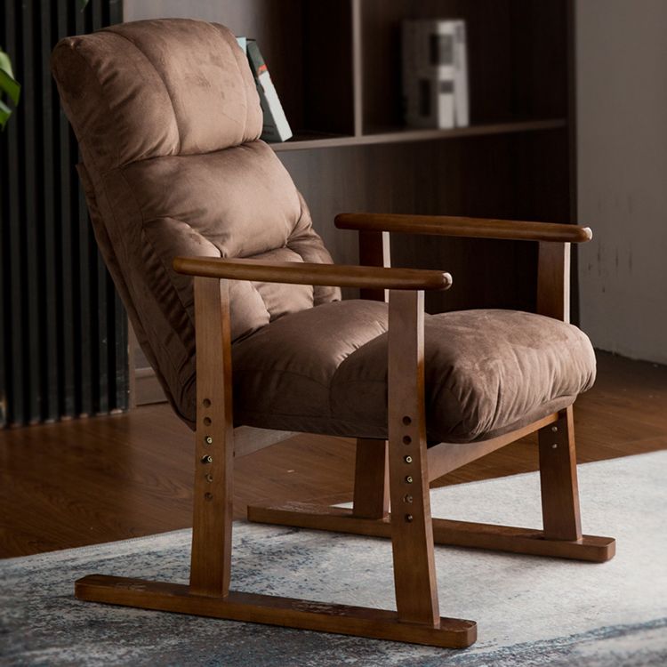 Wood Frame Standard Recliner Solid Color Recliner Chair with Stool