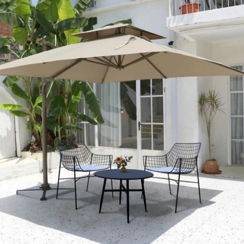 Modern Armless Outdoor Chair Metal Black/White Dining Side Chair