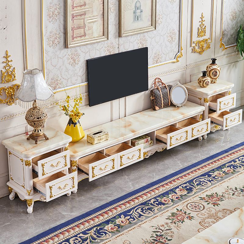 Open Storage Stand Console Traditional TV Media Console with Drawers