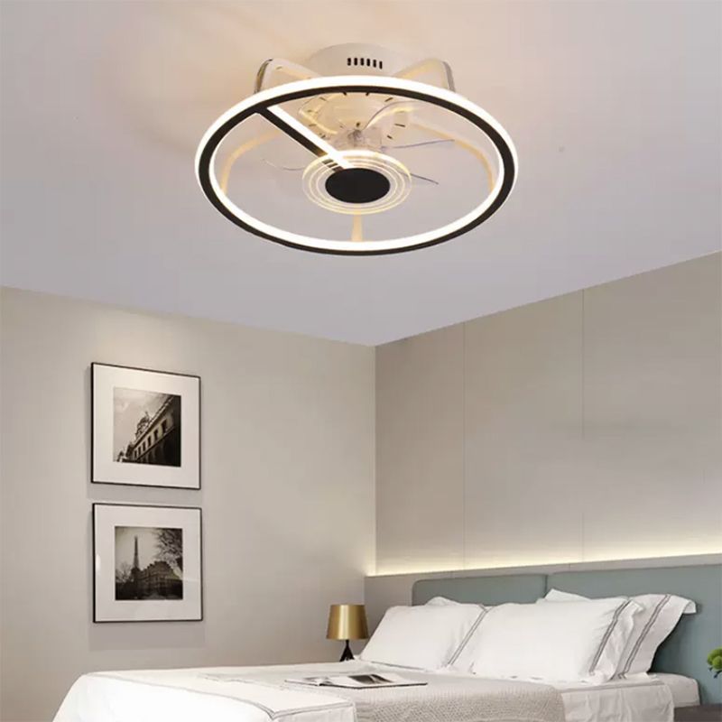 7-Blade Modernism Ceiling Fan Metallic Fan with Light for Living Room