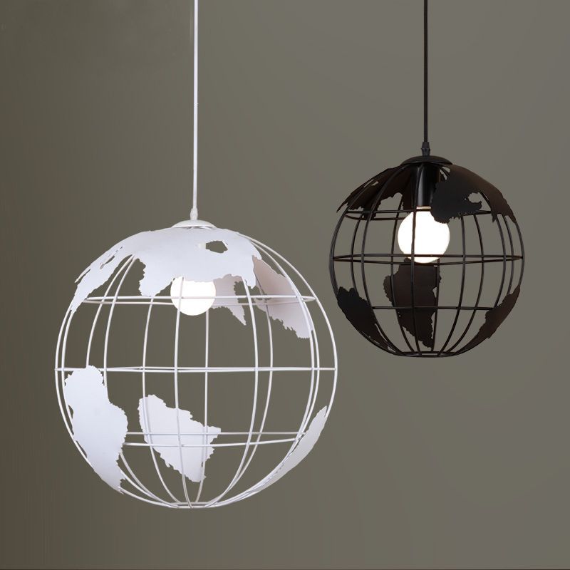 Industrielle Kugel einzelner Anhänger Light Globe Metal Cage Shade Hängende Lampe für Coffeeshop