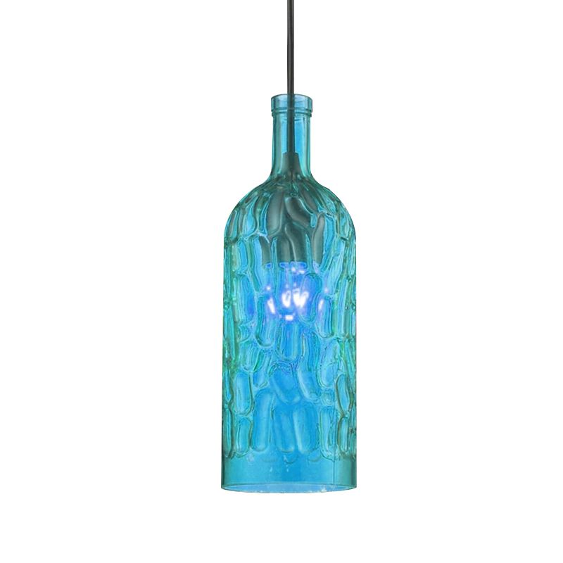 Kuiltjes glazen fles tint hangende armatuur vintage stijl 1 lichte woonkamer hanglamp in geel/bruin