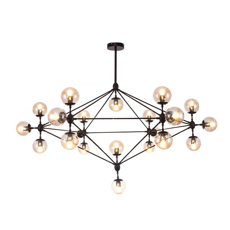 Shaded Glass Ceiling Chandelier Pendant Industrial-Style Living Room Hanging Chandelier Light in Black