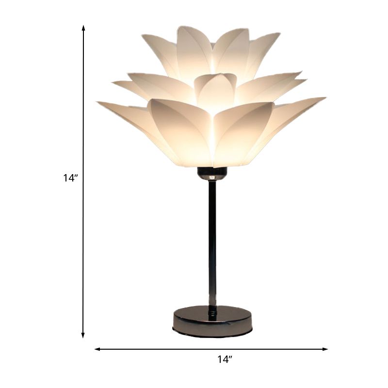 1 Light Bedroom Nightstand Light Contemporary White Table Lamp with Flower Acrylic Shade