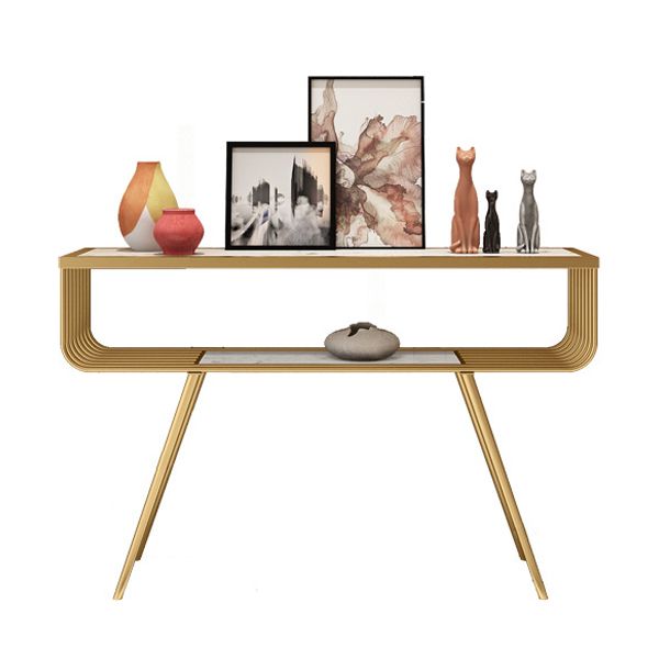 Contemporary Marble Console Sofa Table Rectangle End Table with Legs for Hall