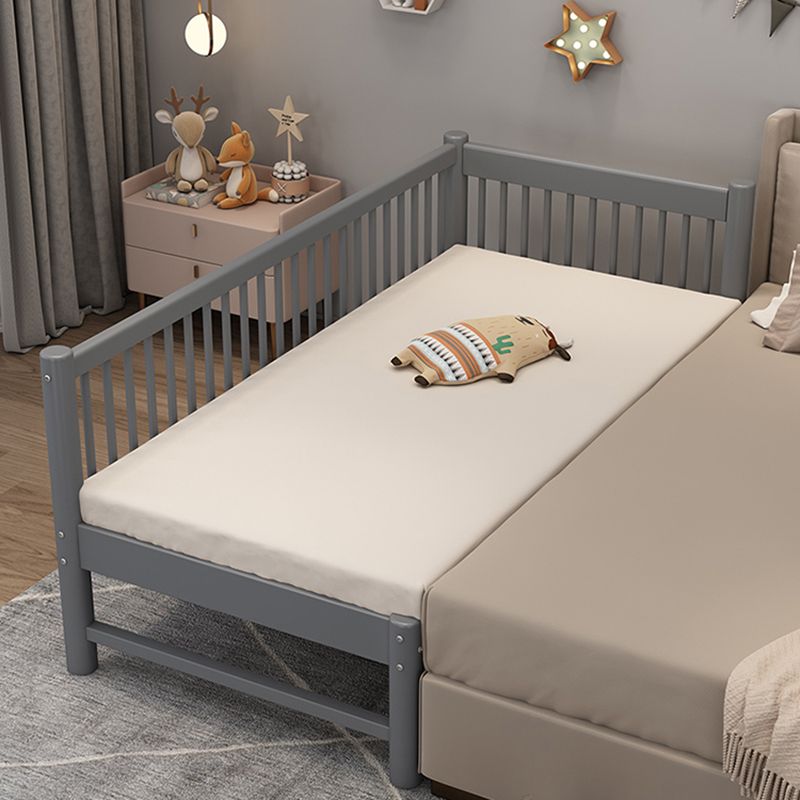 Contemporary Nursery Crib with Guardrail in Natural/Grey Solid Wood